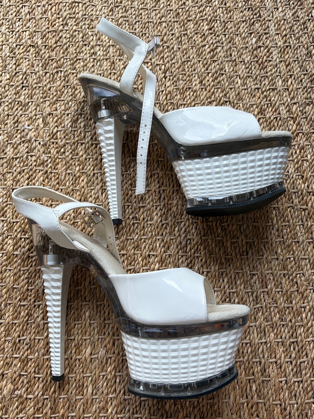 Pleaser White Patent Platform High Heels